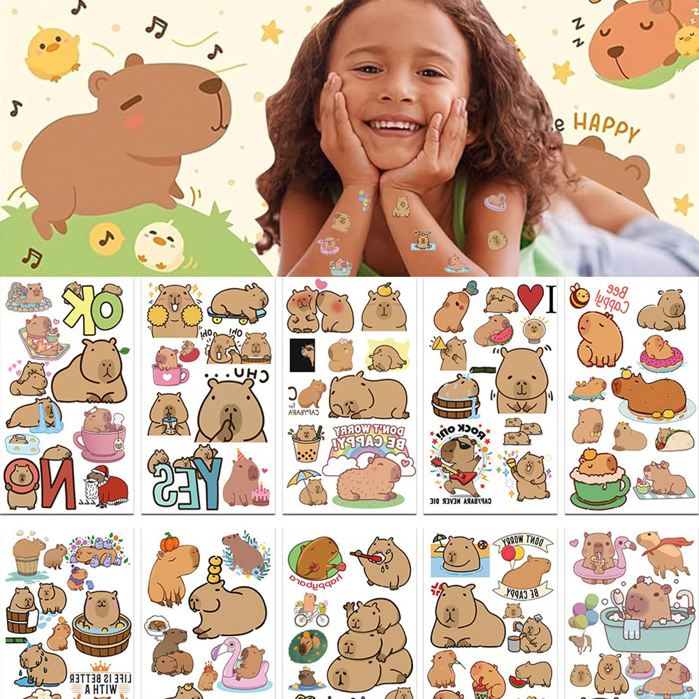 10Pcs Cute Capybara Tattoo Sti - огляд і ціна Laptop Accessories Kids
